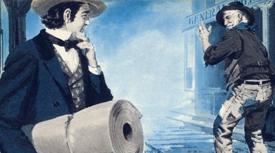 Levi Strauss, der seine Rolle Leinwand trägt, kommt in San Francisco an von English School